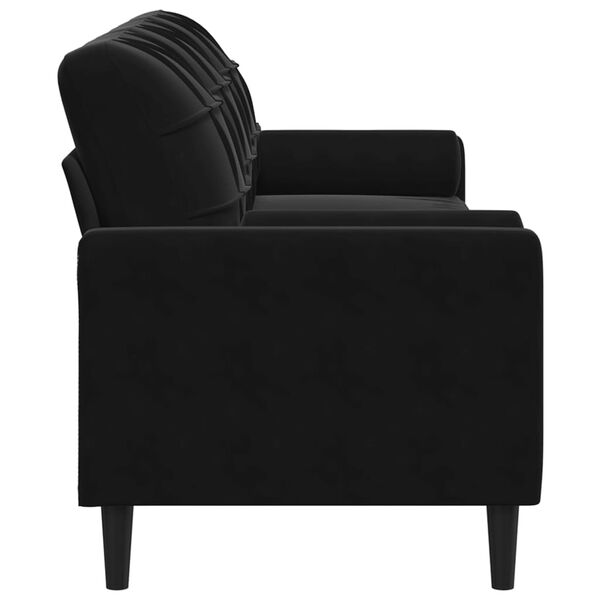 vidaXL Canapé 3 places avec oreillers décoratifs noir 210 cm velours