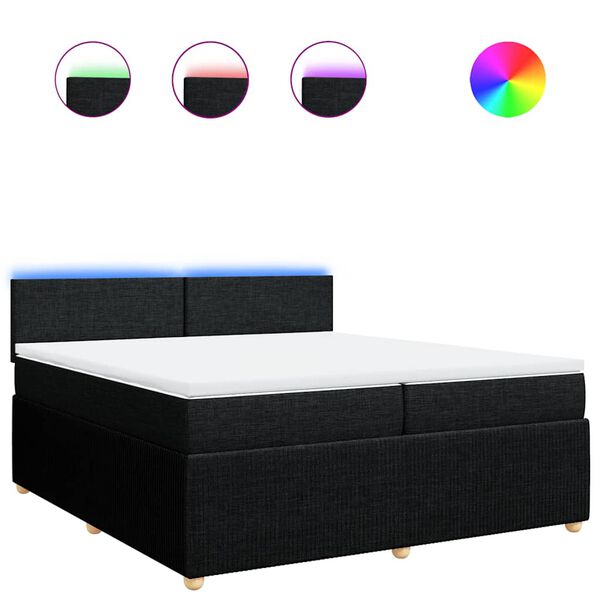 vidaXL Sommier &agrave; lattes de lit avec matelas Noir 200x200 cm Tissu
