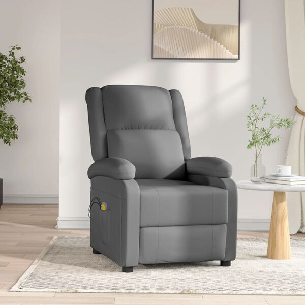 vidaXL Fauteuil de massage électrique Anthracite Similicuir