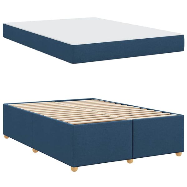 vidaXL Cadre de lit avec matelas Bleu 140 x 200 cm tissu