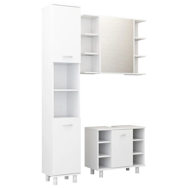 vidaXL Ensemble de meubles de salle de bain 3pcs Blanc Bois ing&eacute;nierie