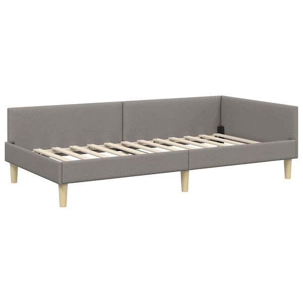 vidaXL Cadre de lit d'angle avec t&ecirc;te de lit Taupe 100 x 200 cm tissu