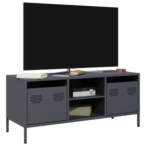 vidaXL Meuble TV anthracite 101,5x39x43,5 cm acier laminé à froid
