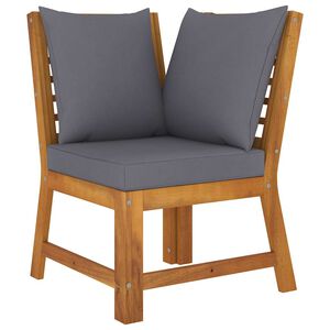 vidaXL Canap&eacute; d'angle sectionnel avec coussin gris fonc&eacute; Acacia solide