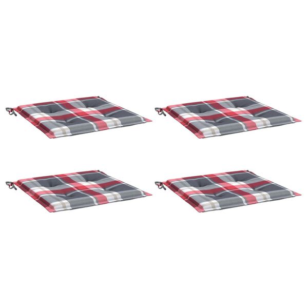 vidaXL Coussins de chaise de jardin lot de 4 carreaux rouges 50x50x4cm