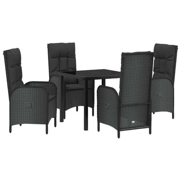 vidaXL Ensemble de salle &agrave; manger pour jardin 5 pcs Noir polyrotin