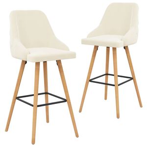 vidaXL Chaises de bar lot de 2 cr&egrave;me velours