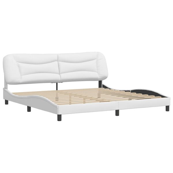 vidaXL Cadre de lit sans matelas Hvar blanc 200x200 cm similicuir