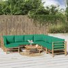 vidaXL Salon de jardin 9 pcs avec coussins vert bambou