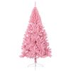 vidaXL Demi sapin de Noël artificiel avec support Rose 210 cm PVC