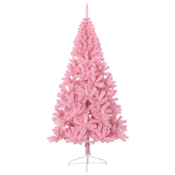 vidaXL Demi sapin de Noël artificiel avec support Rose 210 cm PVC