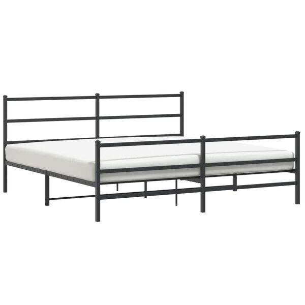 vidaXL Cadre de lit métal sans matelas avec pied de lit noir 183x213cm