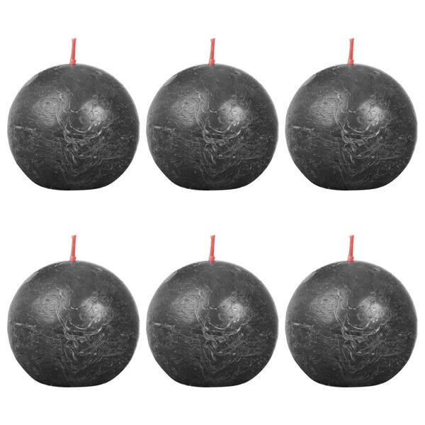 Bolsius Bougies boule rustiques Shine 6 pcs 76x71 mm Gris orageux