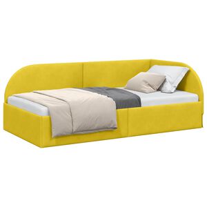 vidaXL Cadre de lit d'angle Jaune 90 cm x 200 cm Velours