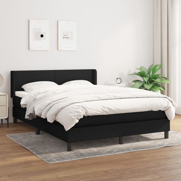 vidaXL Sommier &agrave; lattes de lit avec matelas Noir 140x200 cm Tissu