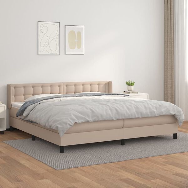 vidaXL Sommier &agrave; lattes de lit avec matelas Cappuccino 200x200 cm