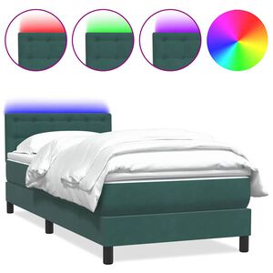 vidaXL Sommier &agrave; lattes de lit et matelas vert fonc&eacute; 80x210 cm velours