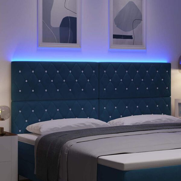 vidaXL T&ecirc;te de lit LED avec t&ecirc;te de lit Bleu fonc&eacute; 200 cm Polyester