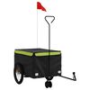 vidaXL Remorque de v&eacute;lo noir et vert 45 kg fer