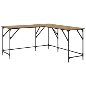 vidaXL Bureau Ch&ecirc;ne artisanal Bois d'ing&eacute;nierie 149 x 149 x 75 cm