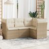 vidaXL Salon de jardin avec coussins 4 pcs beige r&eacute;sine tress&eacute;e