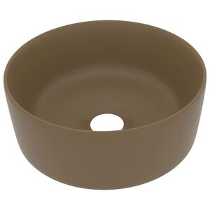 vidaXL Lavabo rond de luxe Cr&egrave;me mat 40x15 cm C&eacute;ramique