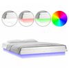 vidaXL Cadre de lit &agrave; LED sans matelas blanc 140x200 cm bois massif
