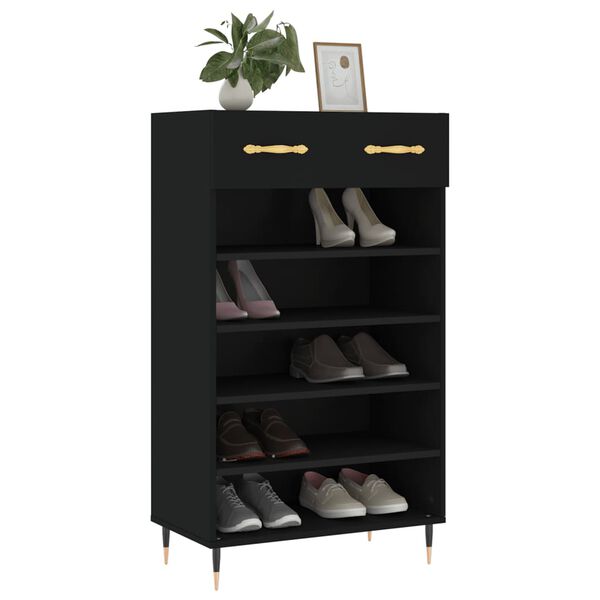 vidaXL Armoire &agrave; chaussures noir 60x35x105 cm bois d'ing&eacute;nierie