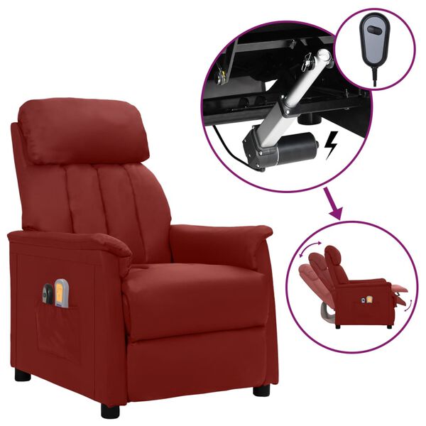 vidaXL Fauteuil de massage &eacute;lectrique Rouge bordeaux Similicuir