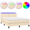 vidaXL Sommier &agrave; lattes de lit avec matelas LED Cr&egrave;me 140x200 cm Tissu