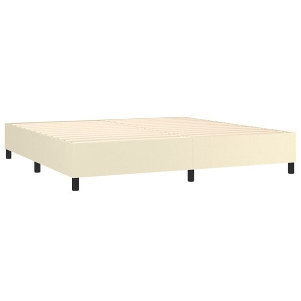 vidaXL Sommier &agrave; lattes de lit avec matelas Cr&egrave;me 200x200cm Similicuir