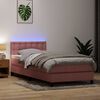 vidaXL Sommier &agrave; lattes de lit avec matelas et LED rose 90x220 cm velours