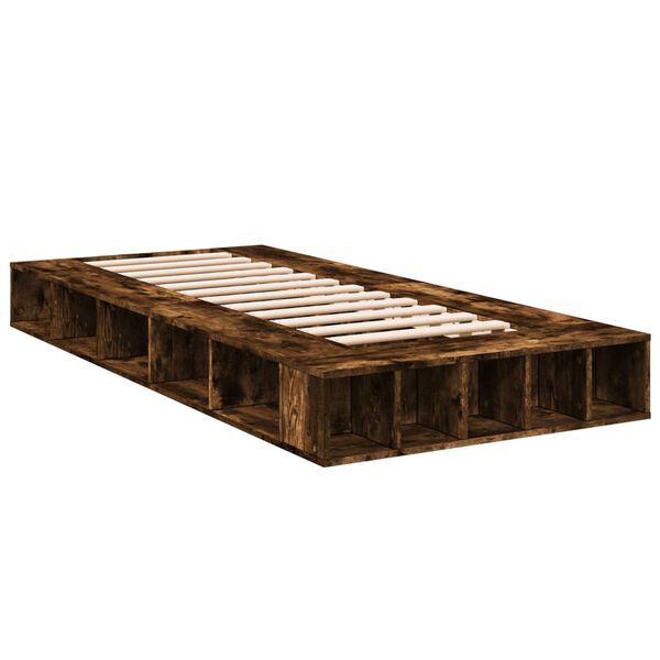 vidaXL Cadre de lit sans matelas ch&ecirc;ne fum&eacute; 90x200 cm