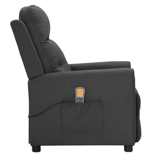 vidaXL Fauteuil de massage Gris fonc&eacute; Tissu