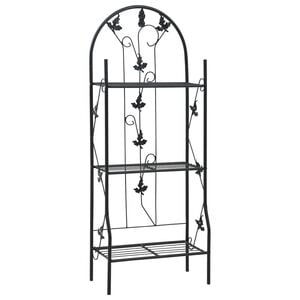 vidaXL Support &agrave; plantes 3 niveaux Noir 52x28x128 cm Fer