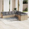 vidaXL Salon de jardin avec coussins 10 pcs beige r&eacute;sine tress&eacute;e