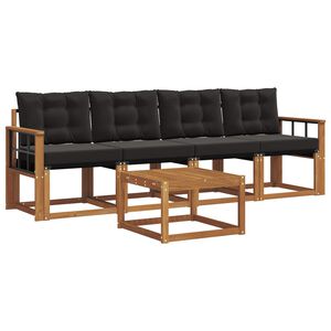 vidaXL Ensemble de canap&eacute;s d'ext&eacute;rieur 5 pcs Naturel et Noir
