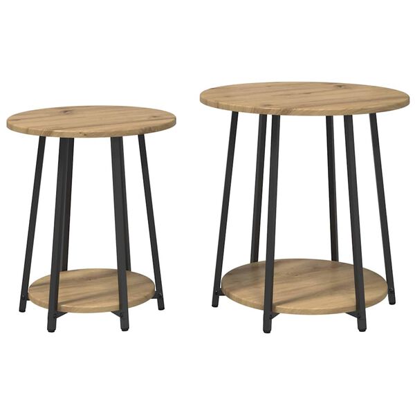 vidaXL Ensemble de tables d'appoint 2 pcs Chêne artisanal et noir