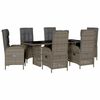 vidaXL Ensemble &agrave; manger de jardin et coussins 7 pcs gris rotin