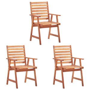 vidaXL Chaises &agrave; manger d'ext&eacute;rieur lot de 3 Acacia massif