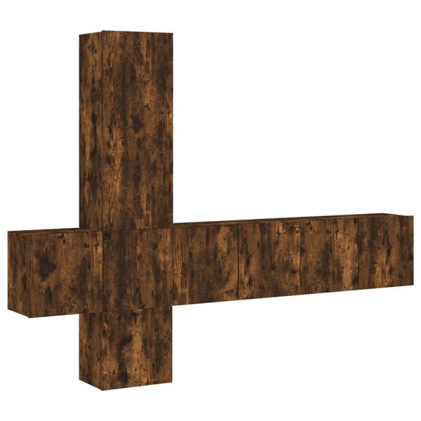 vidaXL Unités murales TV 5 pcs chêne fumé bois d'ingénierie