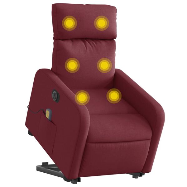 vidaXL Fauteuil inclinable de massage &eacute;lectrique Rouge bordeaux Tissu