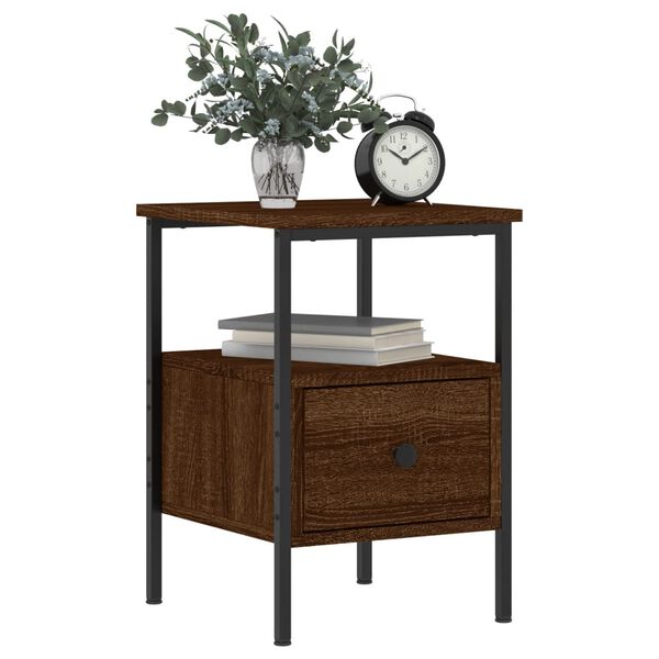 vidaXL Table de chevet ch&ecirc;ne marron 34x36x50 cm bois d'ing&eacute;nierie