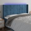 vidaXL T&ecirc;te de lit &agrave; LED Bleu fonc&eacute; 163x16x118/128 cm Velours