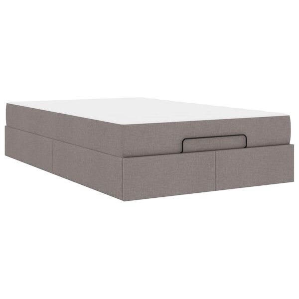 vidaXL Cadre de lit avec matelas avec matelas 2 pcs Taupe tissu