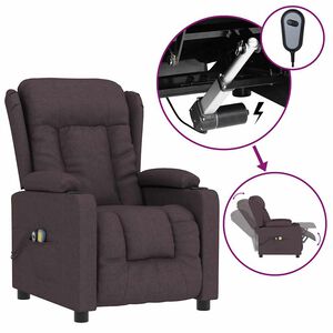 vidaXL Fauteuil &eacute;lectrique de massage Marron fonc&eacute; Tissu