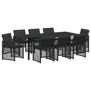 vidaXL Ensemble de salle &agrave; manger pour jardin 9 pcs Noir polyrotin