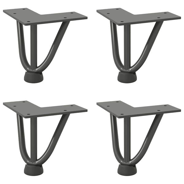 vidaXL Pieds en épingle à cheveux pour table basse 4 pièces Anthracite 10 cm Acier massif