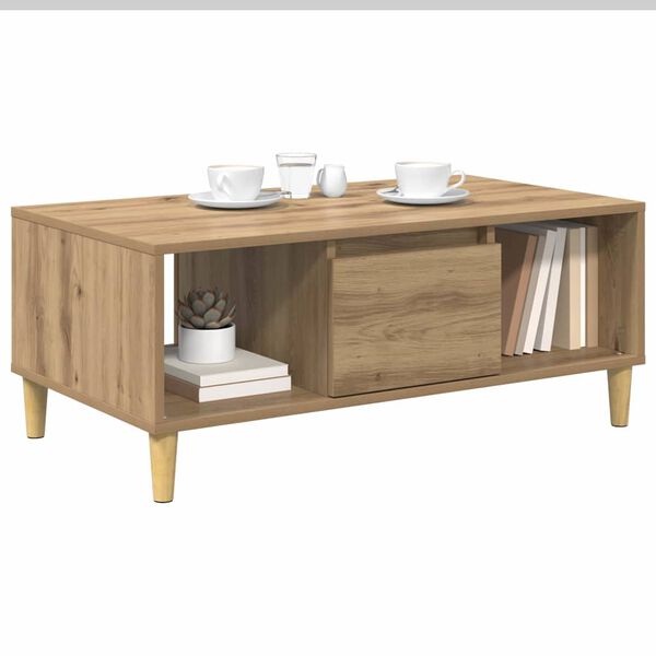 vidaXL Table basse Ch&ecirc;ne artisanal 90 x 50 x 26,5 cm Bois d'ing&eacute;nierie