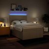 vidaXL Sommier &agrave; lattes de lit avec matelas Cr&egrave;me 140x200 cm Tissu